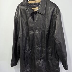 Vintage Y2K Dockers Black Leather Jacket XL